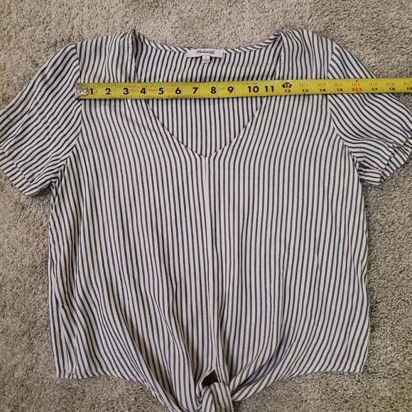 Madewell Black and White Striped Tie-Front Tee - Picture 7 of 10